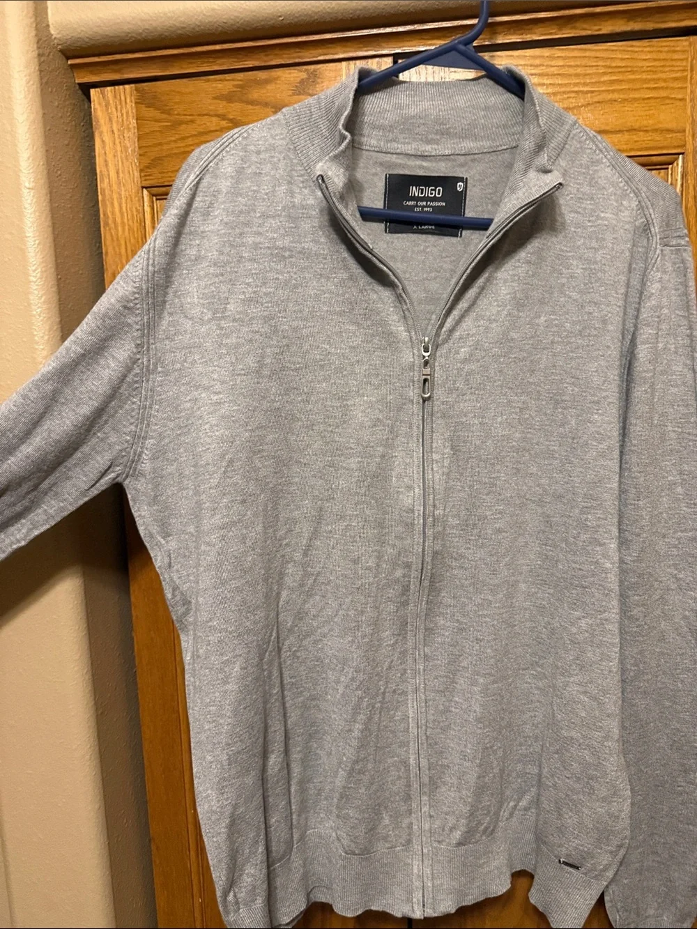Indigo Men’s Cardigan Gray Full-Zip Sweater-XL